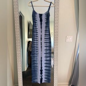 Elegant Blue Tie-Dye Maxi Dress by YFB